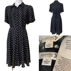 Nanette Lenore sz 10 polka dot button down dress